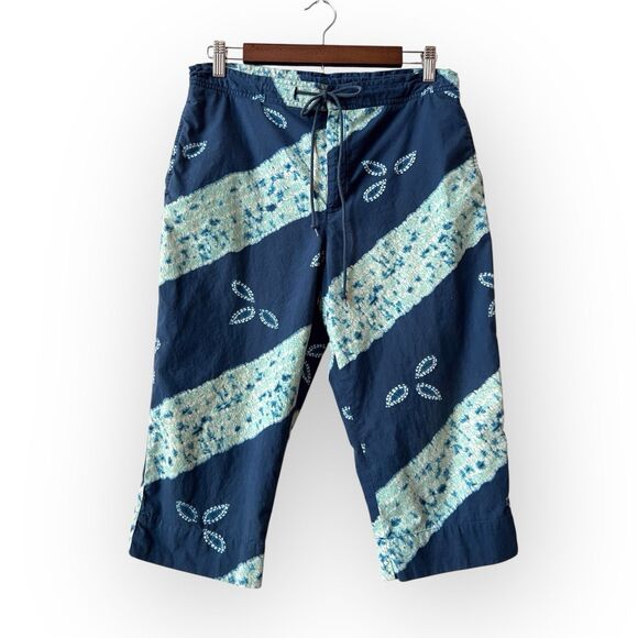 Vintage RALPH Ralph Lauren Shibori Tie Dye Cotton Capri Pants Medium 90s Y2K - Picture 1 of 9